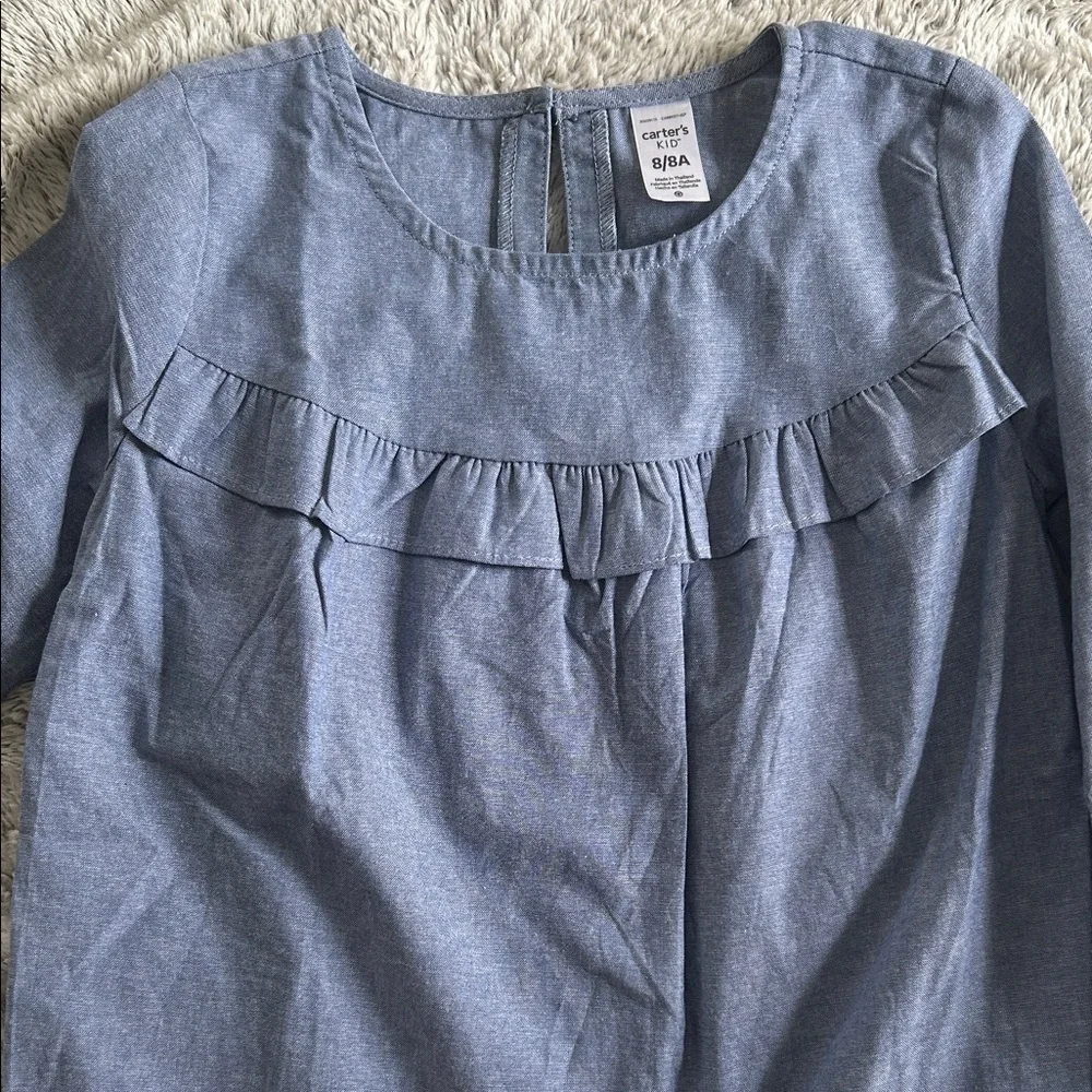 Carters Kids Blue Ruffle Blouse size 8